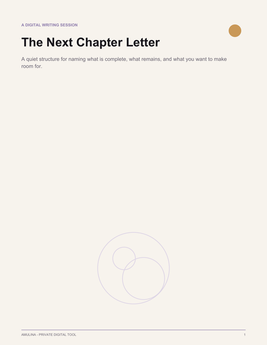 AMULINA Next Chapter Letter Kit cover with golden orbital motif