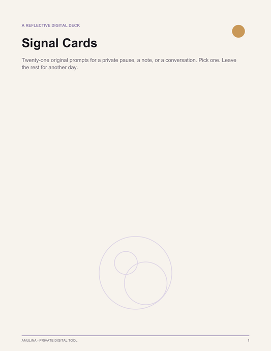 AMULINA Signal Cards cover with golden orbital motif